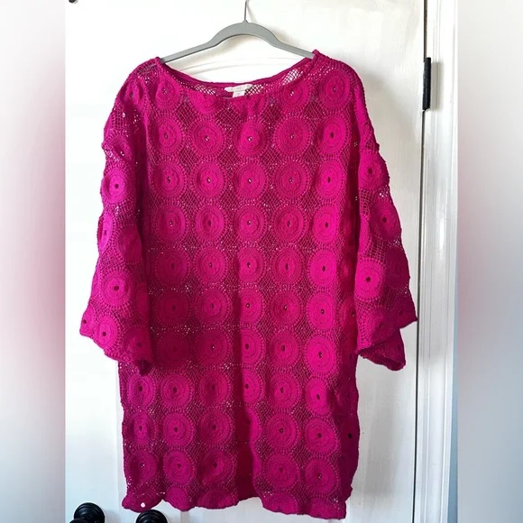 Hot Pink H&M Edition Crochet Mini Dress